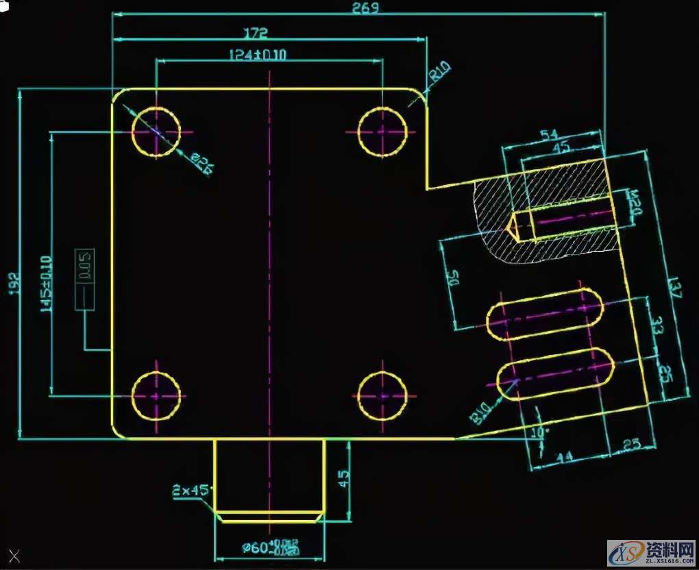 24张CAD练习图纸，数控新手到老司机的进阶之路,24张CAD练习图纸，数控新手到老司机的进阶之路,模具设计,电商,培训学校,数控,非标,第22张