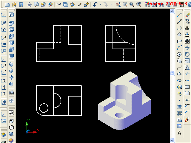 AutoCAD平面摄影出三视图_模型里转_2007版本以上（图文教程）,AutoCAD平面摄影出三视图_模型里转_2007版本以上,三视图,三维,实体,命令,线型,第28张