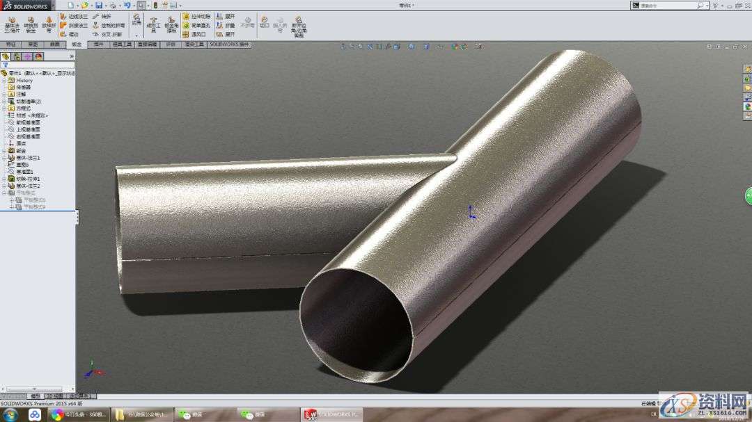 SolidWorks软件设计培训课程之钣金工具画圆管并将其展开,用SolidWorks钣金工具画圆管并将其展开,设计培训,基准,培训,第1张