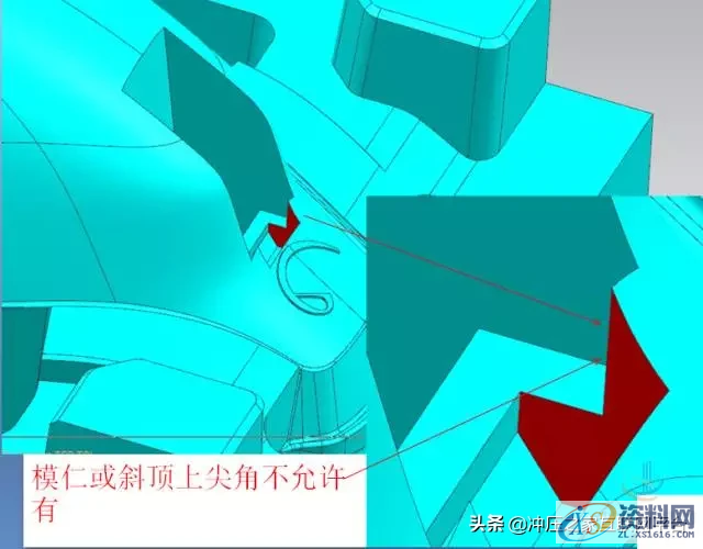 模具斜顶的设计原则与思路,十步解析：模具斜顶的设计原则与思路,顶针,如图,侧向,第14张