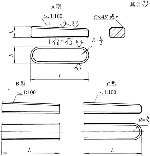 普通楔键型式尺寸(GB/T1564-1979)(图文教程),普通楔键型式尺寸(GB/T1564-1979),尺寸,型式,公差,第1张