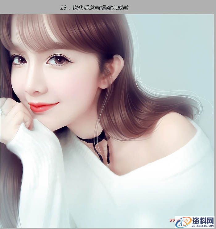 PS结合SAI把高清美女转为清爽的仿手绘效果教程(图文教程),PS结合SAI把高清美女转为清爽的仿手绘效果教程,如图,第17张